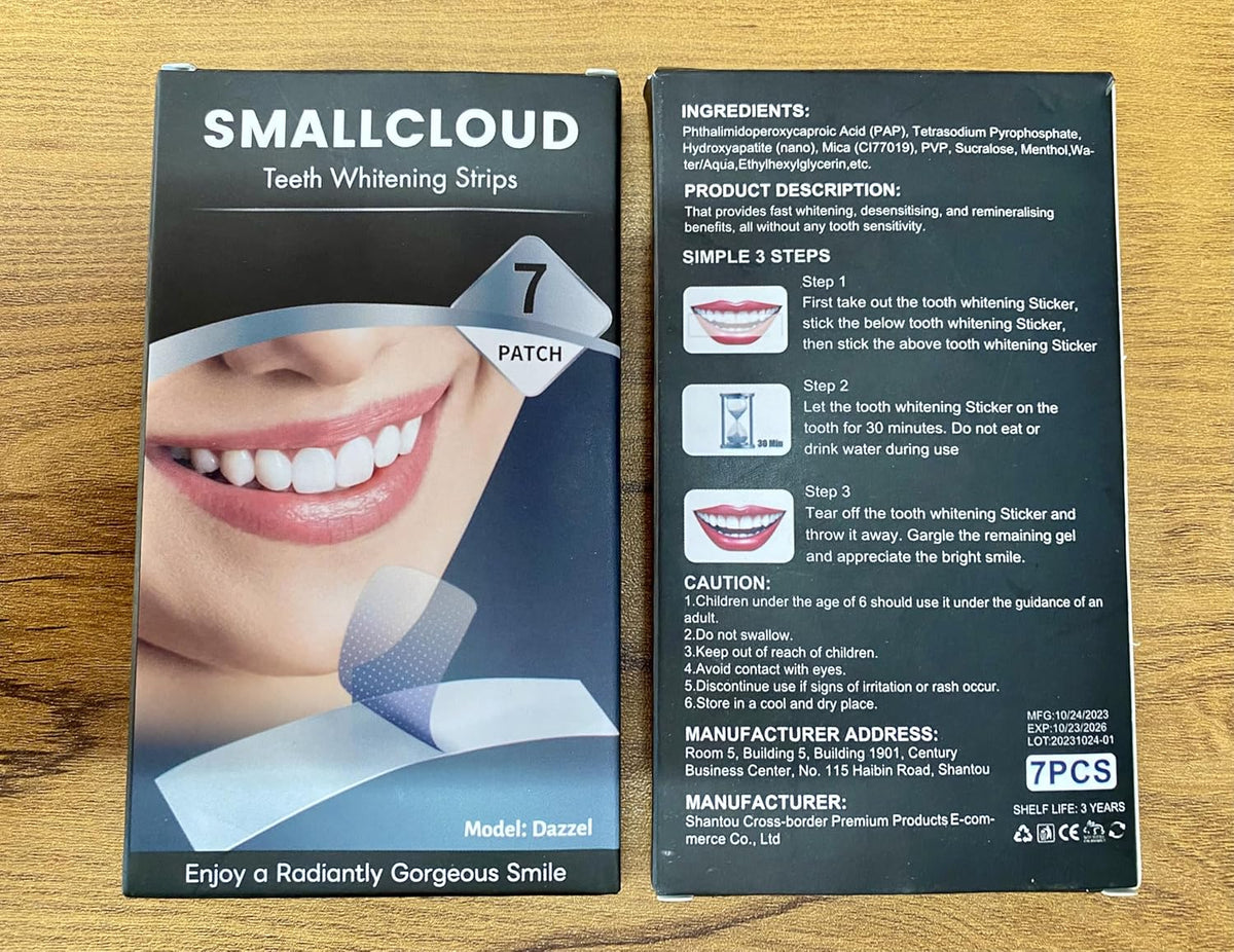 SmallCloud Advanced Teeth Whitening Strips, Gentle for Sensitive Teeth, Professional Effect to Remove Stains, Teeth Whitening for Oral Care (Pack of 7 Strip)