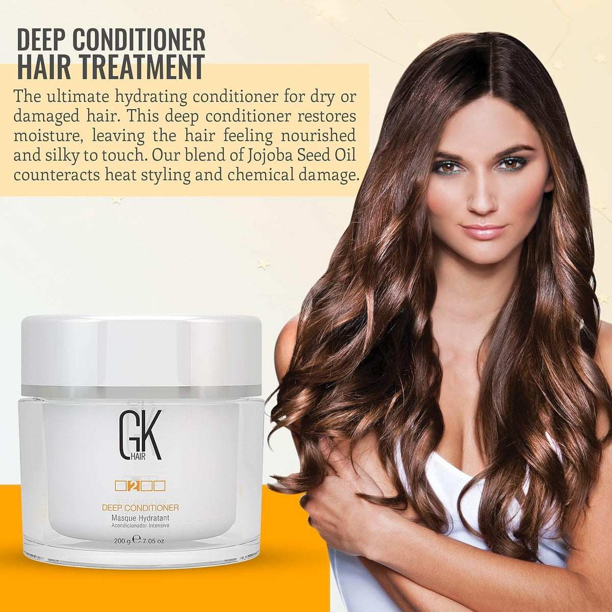 GK Hair Deep Conditioner Mask For Dry Frizzy & Damaged Hair With Jojoba Oil And Juvexin Locks In Hydration, Provides Smooth, Shiny And Soft Hair, 200g